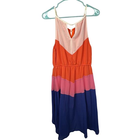 NWT Umgee Colorblock Mini Dress - Pink, Orange, Blue - Picture 4 of 6